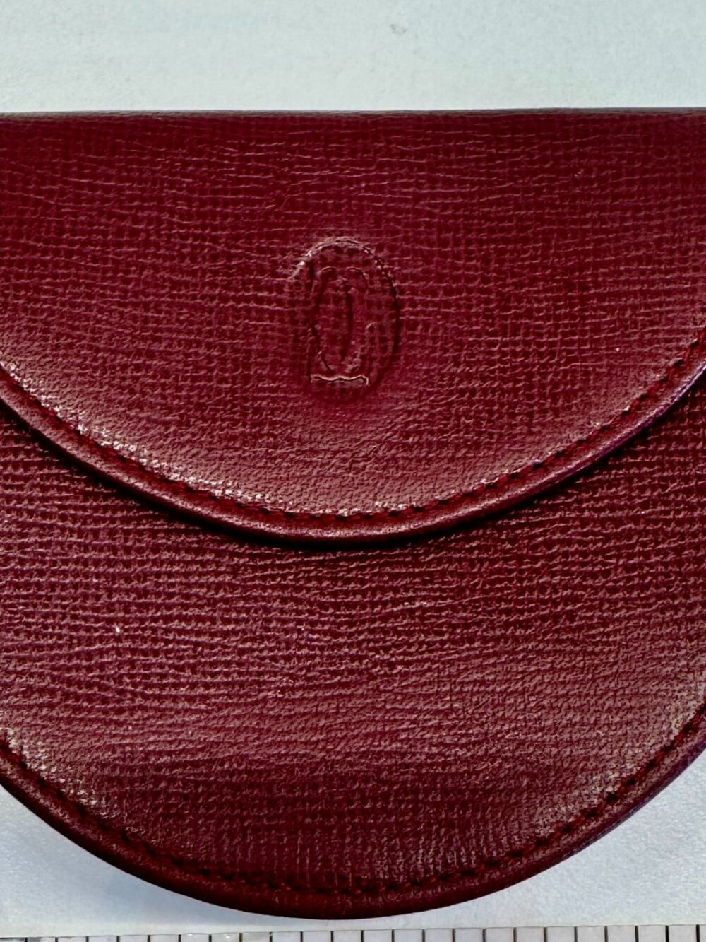 Vintage Authentic Must de Cartier Coin Case Bordeaux Calf Leather